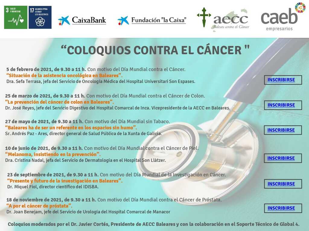 Nos unimos al ciclo de conferencias “Coloquios contra el cáncer” de la AECC